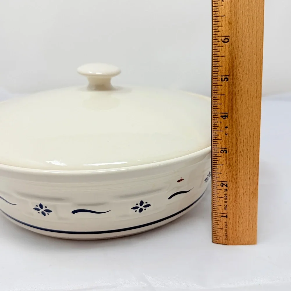 Longaberger Pottery Woven Traditions Heritage 2 Qt. Round Covered Casserole blue